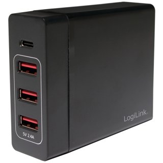 LogiLink USB-Tisch-Ladegerät 4-Port 60 Watt schwarz