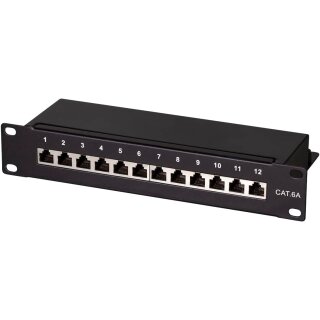 LogiLink 10" Patch Panel Kat. 6A 12-Ports schwarz 1HE