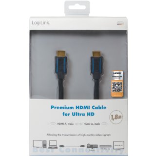 LogiLink Premium HDMI Kabel für Ultra HD 1,8 m schwarz