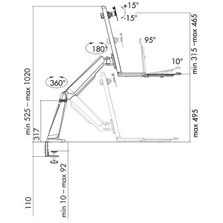 LogiLink Sitz-Steh Arbeitsplatz für 1 Monitor silber