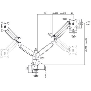 LogiLink TFT-/LCD-Monitorarm aus Aluminium 2-fach silber