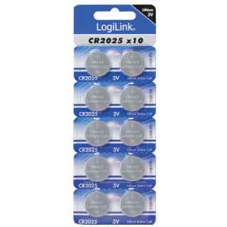 LogiLink Lithium Knopfzelle "Ultra Power" CR2025 10 Knopfzellen