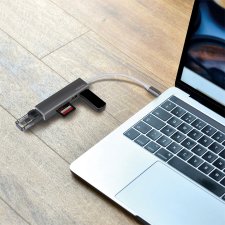LogiLink USB-C 3.0 Hub + Kartenleser 3-Port grau