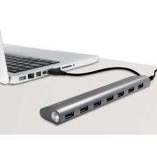 LogiLink USB 3.0 Hub 7-Port Aluminiumgehäuse grau