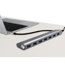 LogiLink USB 3.0 Hub mit USB-C 3.1 Anschluss 7-Port grau