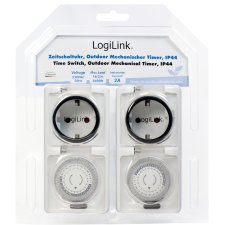 LogiLink Mechanische Zeitschaltuhr 2er Set IP44 weiß