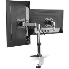 LogiLink TFT-/LCD-Doppel-Monitorarm Armlänge 342 mm aus Aluminium schwarz/silber