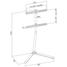 LogiLink TV-Ständer für 124,46 - 177,80 cm V-Fuß chrome