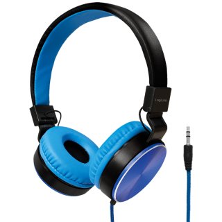 LogiLink Stereo Kopfhörer faltbar schwarz/blau