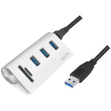 LogiLink USB 3.0 Hub + mit Kartenleser 3-Port silber