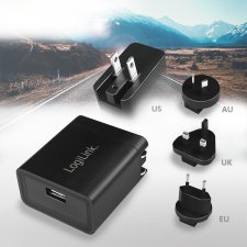 LogiLink USB-Reiseadapter mit 2,1A Fast Charging schwarz