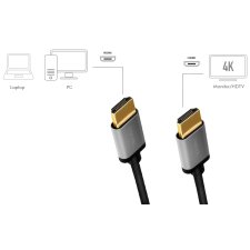 LogiLink HDMI Kabel 2.0 A-Stecker - A-Stecker 1,0 m schwarz/grau