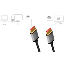 LogiLink HDMI Kabel 2.1 A-Stecker - A-Stecker 1,0 m
