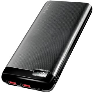 LogiLink Mobiler Zusatzakku 10.000 mAh 2x USB-A 1x USB-C schwarz
