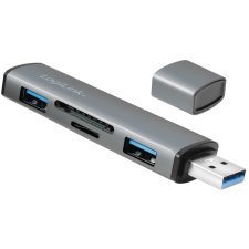 LogiLink USB 3.2 Gen2 Hub mit Kartenleser 2 Port alu