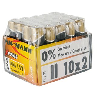 ANSMANN Alkaline Batterie "X-Power" Micro AAA 20er Display