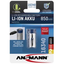 ANSMANN Li-Ion Akku 16340 mit Micro-USB Kupplung 850 mAh