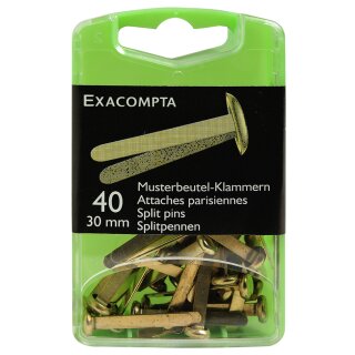 EXACOMPTA Rundkopf-Musterbeutelklammern aus Messing 30 mm 40 Klammern