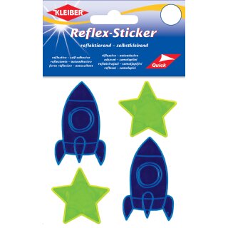 KLEIBER Reflex-Sticker "Stern & Rakete" gelb/blau 4 Stück