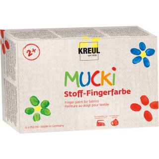 KREUL Stoff-Fingerfarbe "MUCKI" 150 ml 6er-Set