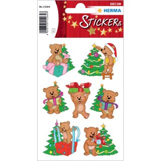 HERMA Weihnachts-Sticker DECOR "Weihnachtsbären" 3 Blatt à 7 Sticker