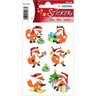 HERMA Weihnachts-Sticker DECOR "Weihnachtsfuchs" 3 Blatt à 6 Sticker
