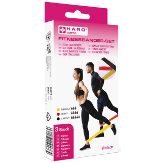 HARO Fitness-Bänder-Set medium - stark 3er-Set