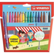 STABILO Fasermaler power rund 18er Karton-Etui