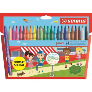 STABILO Fasermaler power rund 24er Karton-Etui