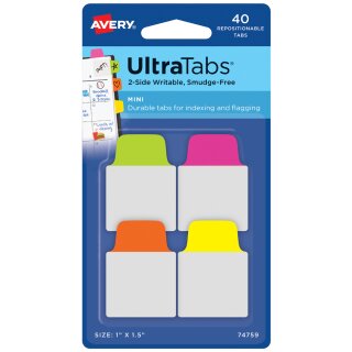 AVERY Zweckform Haftstreifen UltraTabs Neon 25,4 x 38 mm 40 Stück