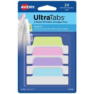 AVERY Zweckform Haftstreifen UltraTabs Pastell 63,5 x 25 mm 24 Stück