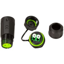 LogiLink LWL Kupplung mit Schutzkappe/Kabelmuffe LC-Duplex schwarz/grün