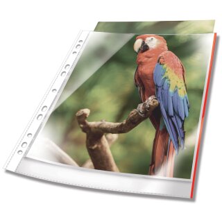 DURABLE Prospekthülle PREMIUM DIN A4 PP Rand rot 10 Stück