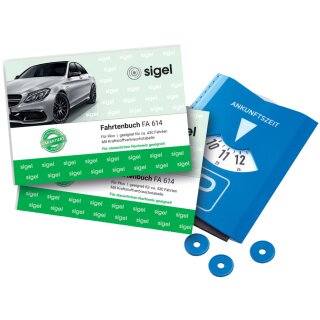 sigel Formularbuch "Fahrtenbuch Pkw" mit GRATIS Parkscheibe A6 quer 44 Blatt