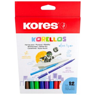 Kores Fasermaler "Korello" fein 12er Karton-Etui