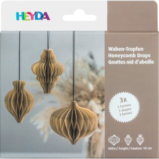 HEYDA Wabendekor-Set "Waben-Tropfen" natur 3 Stück