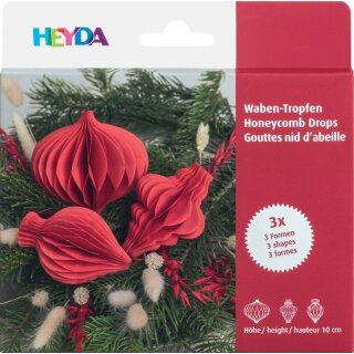 HEYDA Wabendekor-Set "Waben-Tropfen" rot 3 Stück