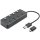 DIGITUS USB 3.0 Hub 4-Port schaltbar Aluminium Gehäuse dunkelgrau
