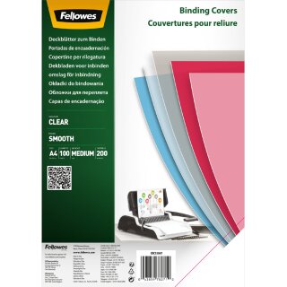 Fellowes Deckblatt DIN A4 PET transparent 0,20 mm 100 Blatt