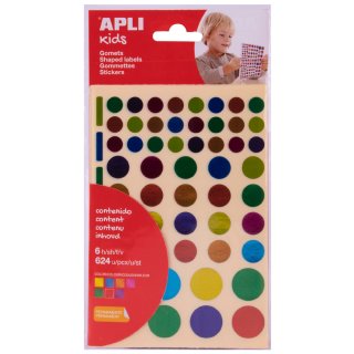 agipa APLI Kids Sticker "Rund" auf Bogen Metallicfarben 6 Blatt á 104 Sticker