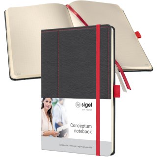 sigel Notizbuch Conceptum Design Casual DIN A5 grau/rot 97 Blatt