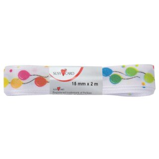SUSY CARD Geschenkband "Ballons" 15 mm x 2 m Textilband