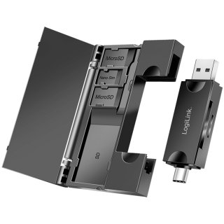 LogiLink USB 3.2 Gen1 Card Reader mit Kartenaufbewahrung schwarz