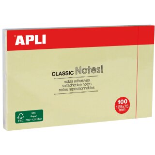 APLI Haftnotizen "CLASSIC Notes!" 125 x 75 mm gelb 100 Blatt