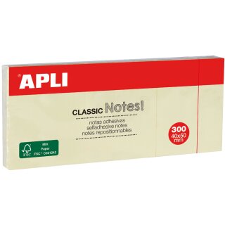 APLI Haftnotizen "CLASSIC Notes!" 40 x 50 mm gelb 3 Blöcke á 100 Blatt