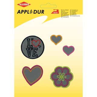KLEIBER Applikations-Sortiment "Reflective Love" 5 Motive zum Aufbügeln