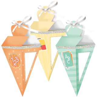 ROTH Geschenktüte "Einschulung" mit Glitzereffekt 6 Stück