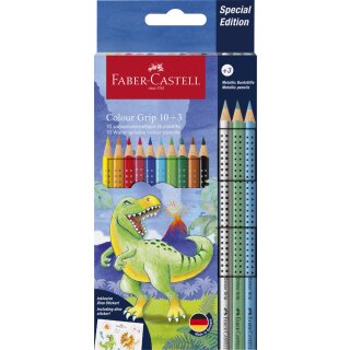 FABER-CASTELL Dreikant-Buntstifte Colour GRIP Dino 10+3