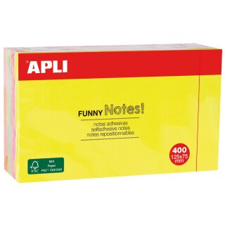 APLI Haftnotiz-Würfel "FUNNY Notes!" 125 x 75 mm sortiert 400 Blatt