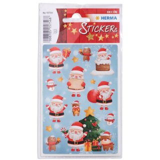 HERMA Weihnachts-Sticker DECOR Weihnachtsmann 3 Blatt à 15 Sticker